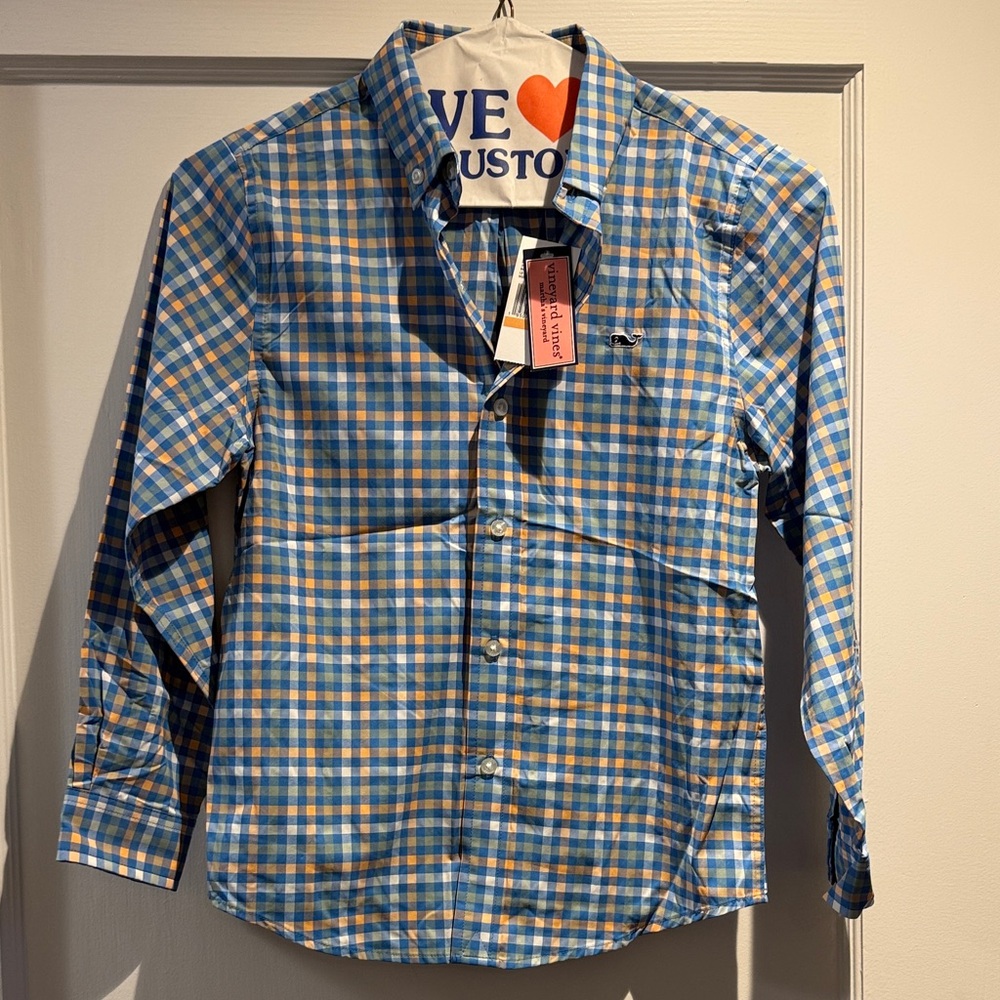 Vineyard Vines Performance Checkered Kids Button Down Shirt - NWT